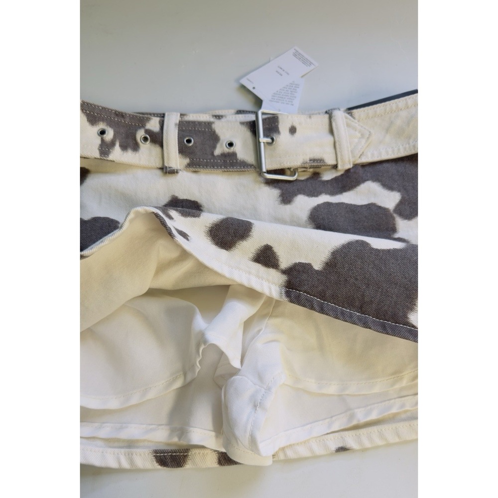 Abercrombie Fitch Cow Print Mid Rise Skort 25 NWT Denim Brown Cream HTF - Picture 4 of 9